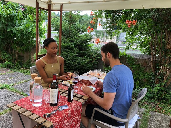Discover Valpolicella by the River in Verona centre - Cheese, salami, chutney, and bread with the wine