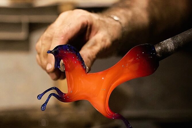 Glass Blowing Demonstration : pickup by wood boat Taxi + local guide - Inside the Murano furnace