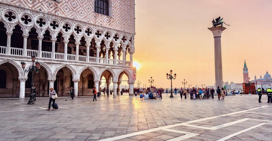 Venice: Gondola Ride and Skip the Line Doge's Palace Tour - Teatro La Fenice before the palace