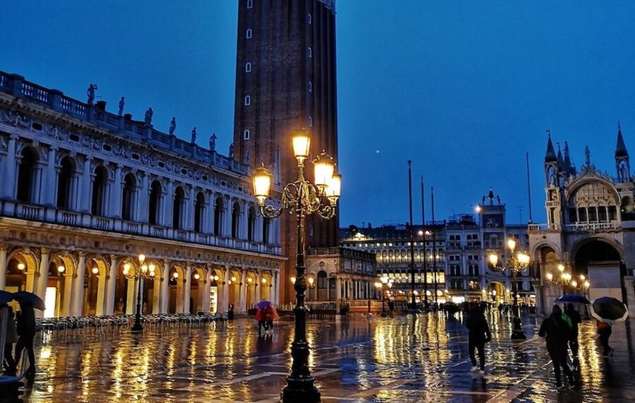 Venice: Guided Night Walking Tour & Saint Mark's Basilica - Piazza San Marco’s clock tower and bell tower