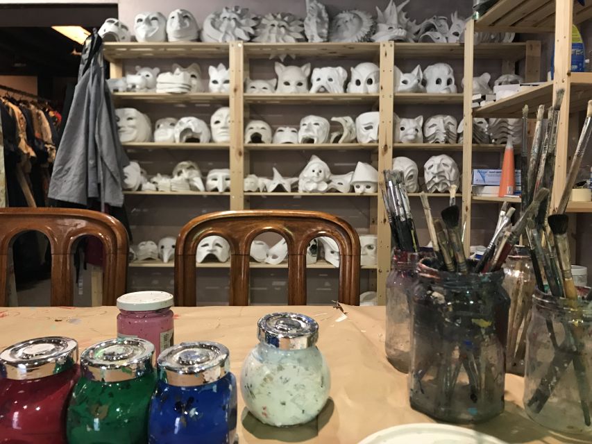 Venice: Paint your own Venetian Mask Workshop - Feathers, ribbons, sequins, and metallic details
