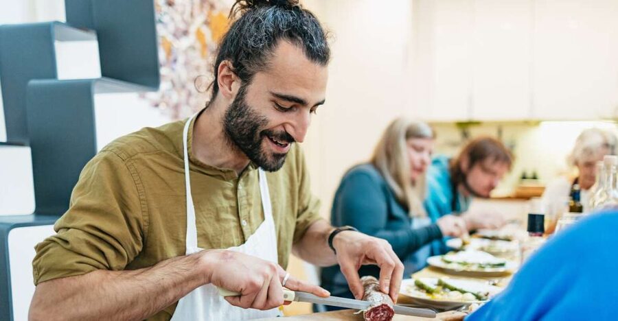 Venice: Rialto Market Tour, Cooking Class, and Lunch - Sitting down to eat what you made